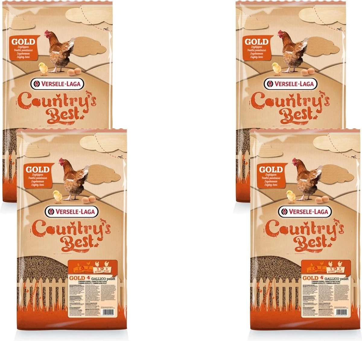 Versele-Laga Country`s Best Gold 4 Gallico Pelletlegkorrel - Kippenvoer - 4 X 5 Kg Vanaf 1e Ei 3 Versele-Laga Country`s Best Gold 4 Gallico Pelletlegkorrel - Kippenvoer - 4 X 5 Kg Vanaf 1e Ei