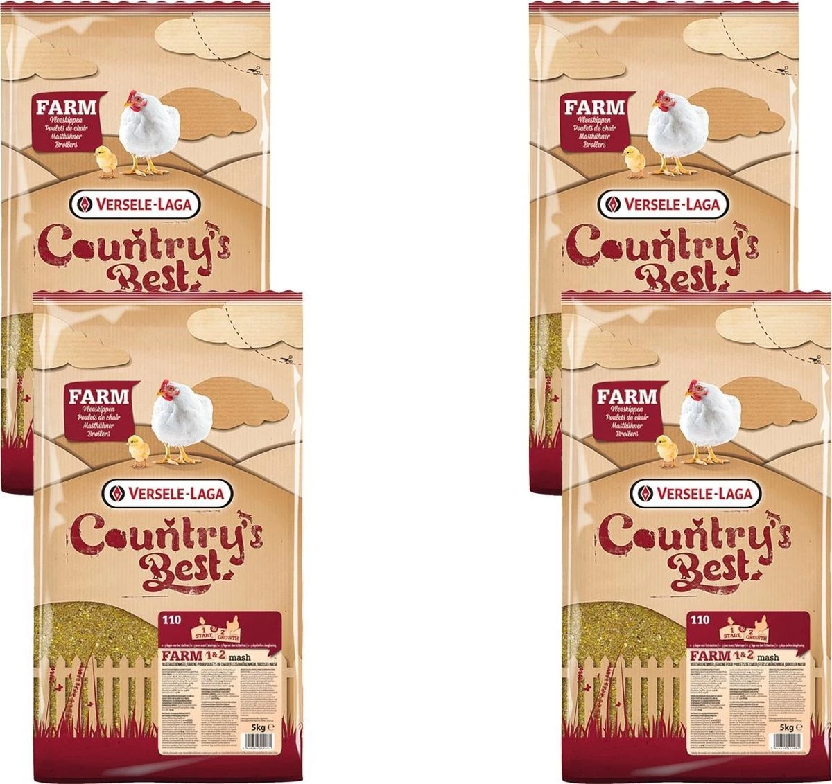 Versele-Laga Country`s Best Farm 1&2 Mash Groeikorrel Vlees Kip - Kippenvoer - 4 X 5 Kg Van 0 Weken 3 Versele-Laga Country`s Best Farm 1&2 Mash Groeikorrel Vlees Kip - Kippenvoer - 4 X 5 Kg Van 0 Weken