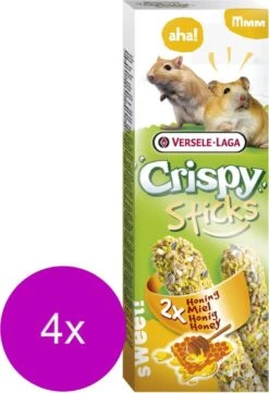 Versele-Laga Crispy Sticks Hamster&Gerbil – Knaagdiersnack – 4 X Honing 2×55 G