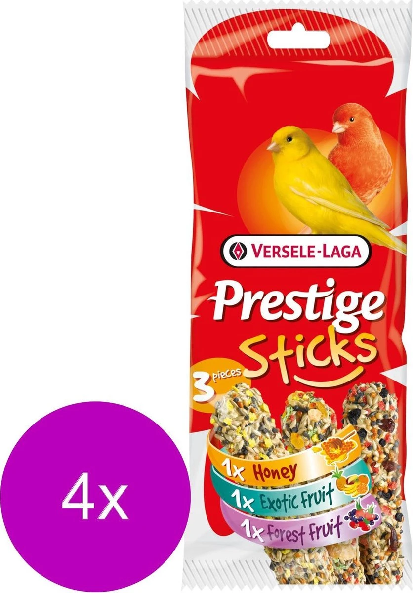 Versele-Laga Prestige Sticks Kanarie Triple Variety - Vogelsnack - 4 X 3x30 G 3 Versele-Laga Prestige Sticks Kanarie Triple Variety - Vogelsnack - 4 X 3x30 G