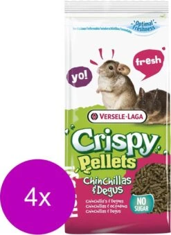 Versele-Laga Crispy Pellets Chinchilla&Degu – Chinchillavoer – 4 X 1 Kg