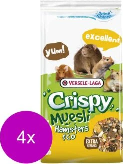Versele-Laga Crispy Muesli Hamsters & Co – Hamstervoer – 4 X 1 Kg Met Coccid